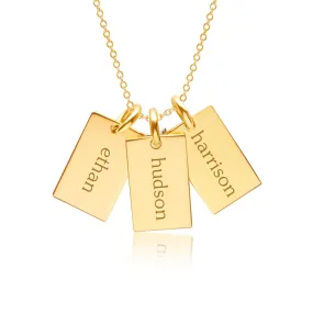 14k Gold Mini Dog Tag Necklace - 3 Names