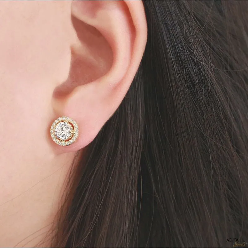 14K Gold White CZ 6mm