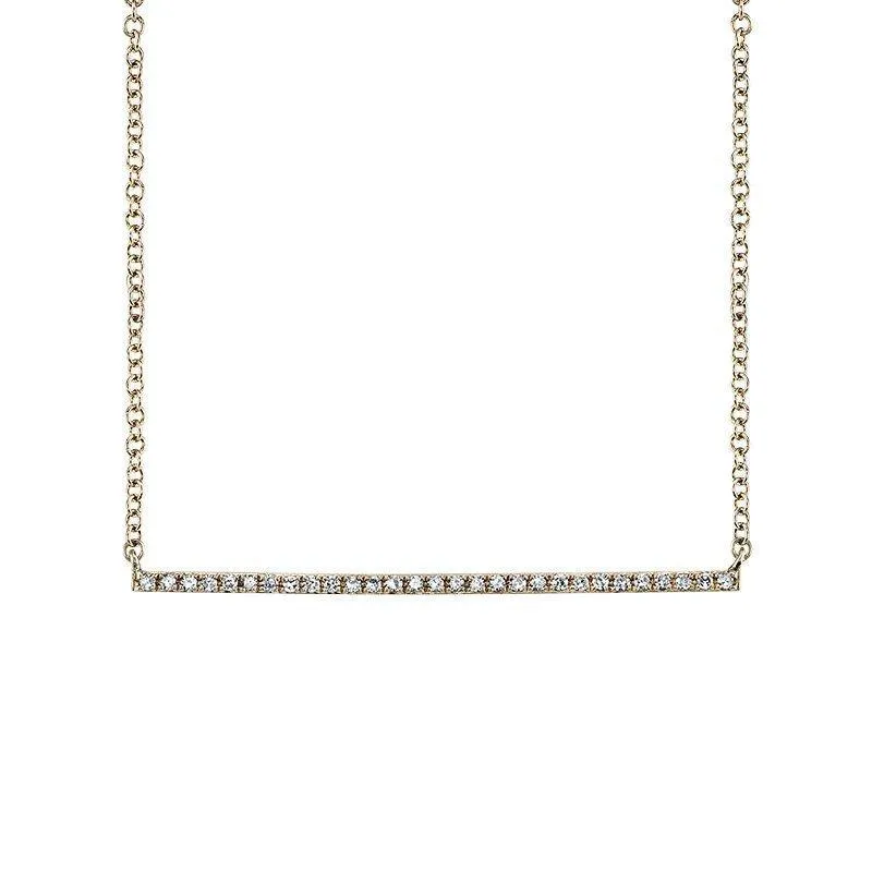 14k White Gold Diamond Bar Necklace