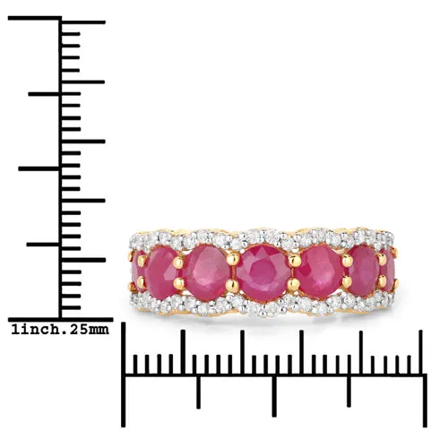 14K Yellow Gold Genuine Ruby & Diamond Eternity Ring 3.30cts