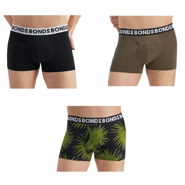 15 Pairs X Bonds Mens Everyday Trunks Cotton Leaf Print Pack