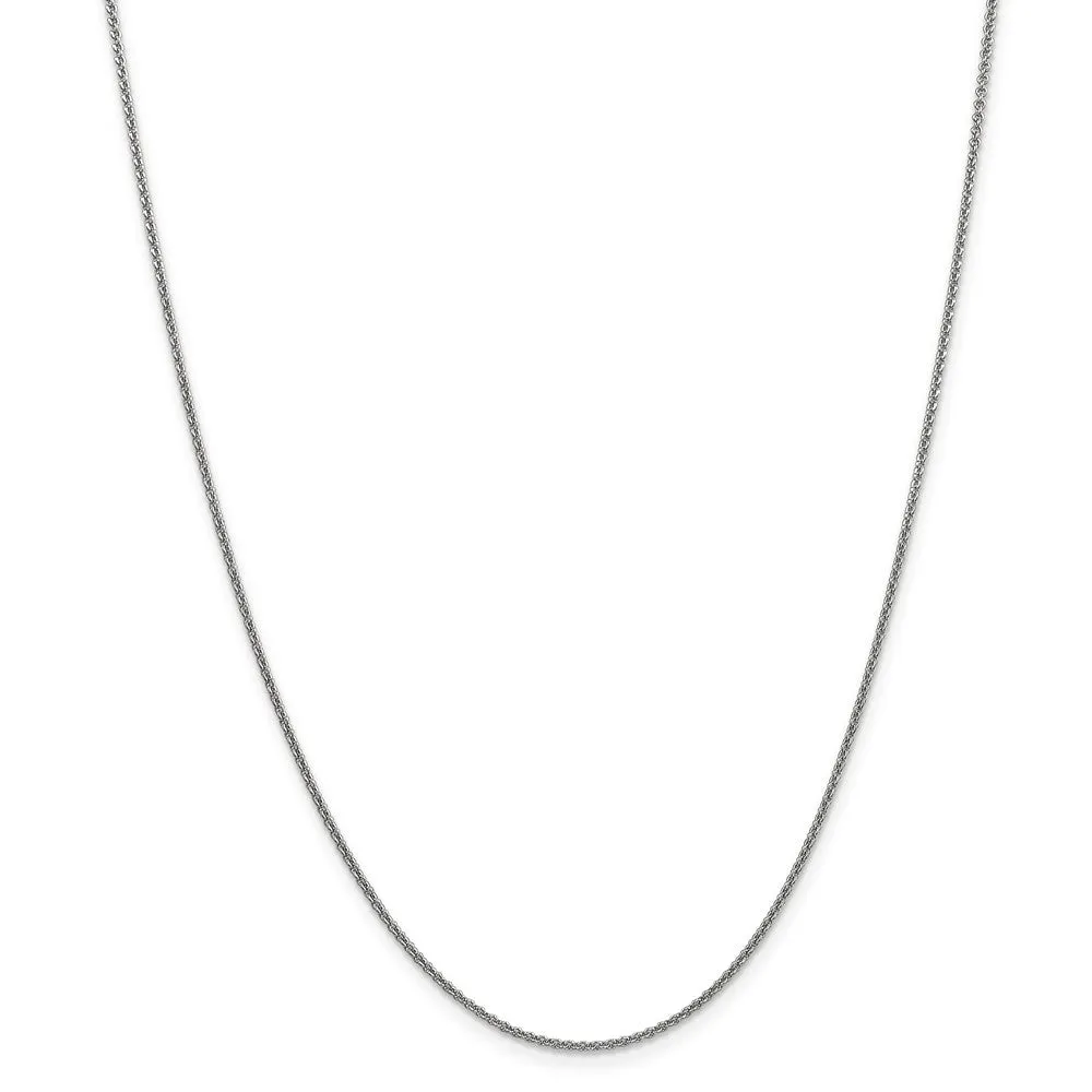 1.5mm 10k White Gold Solid Cable Chain Necklace