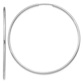 1.5mm, 14k White Gold Endless Hoop Earrings, 52mm (2 Inch)