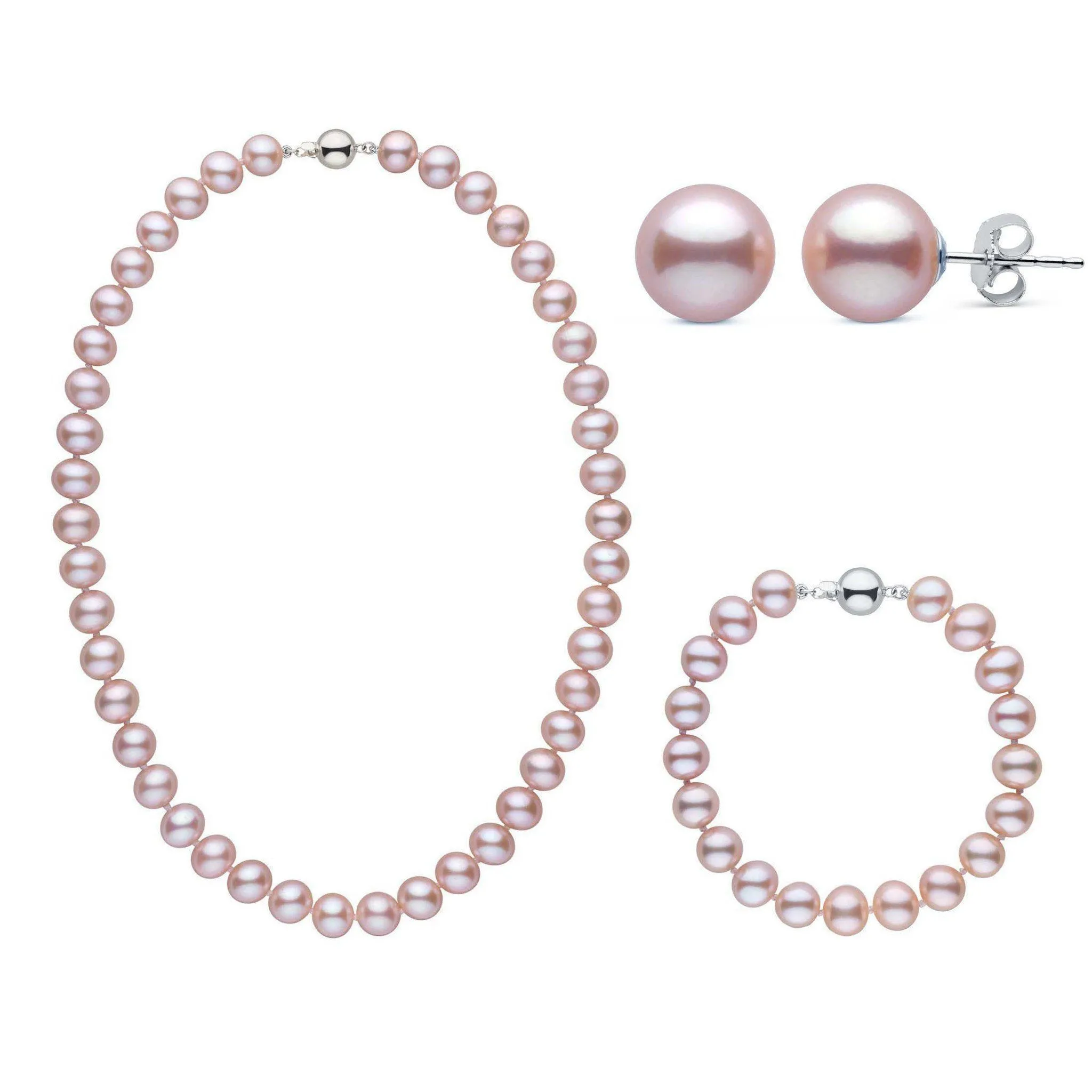 16 Inch 3 Piece Set of 8.5-9.0 mm AA  Lavender Freshwater Pearls