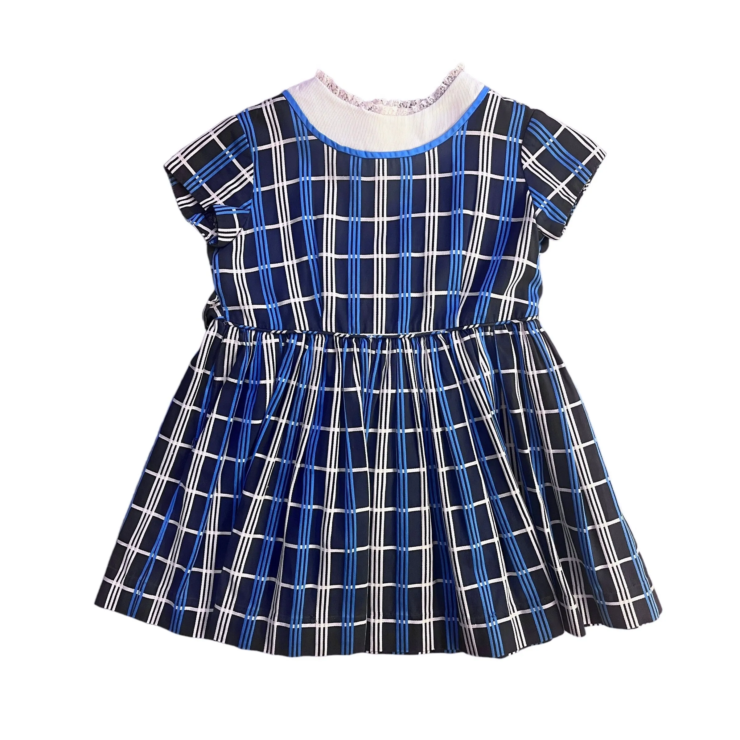 1960's Blue Checkered  Dress  / 18-24 Months