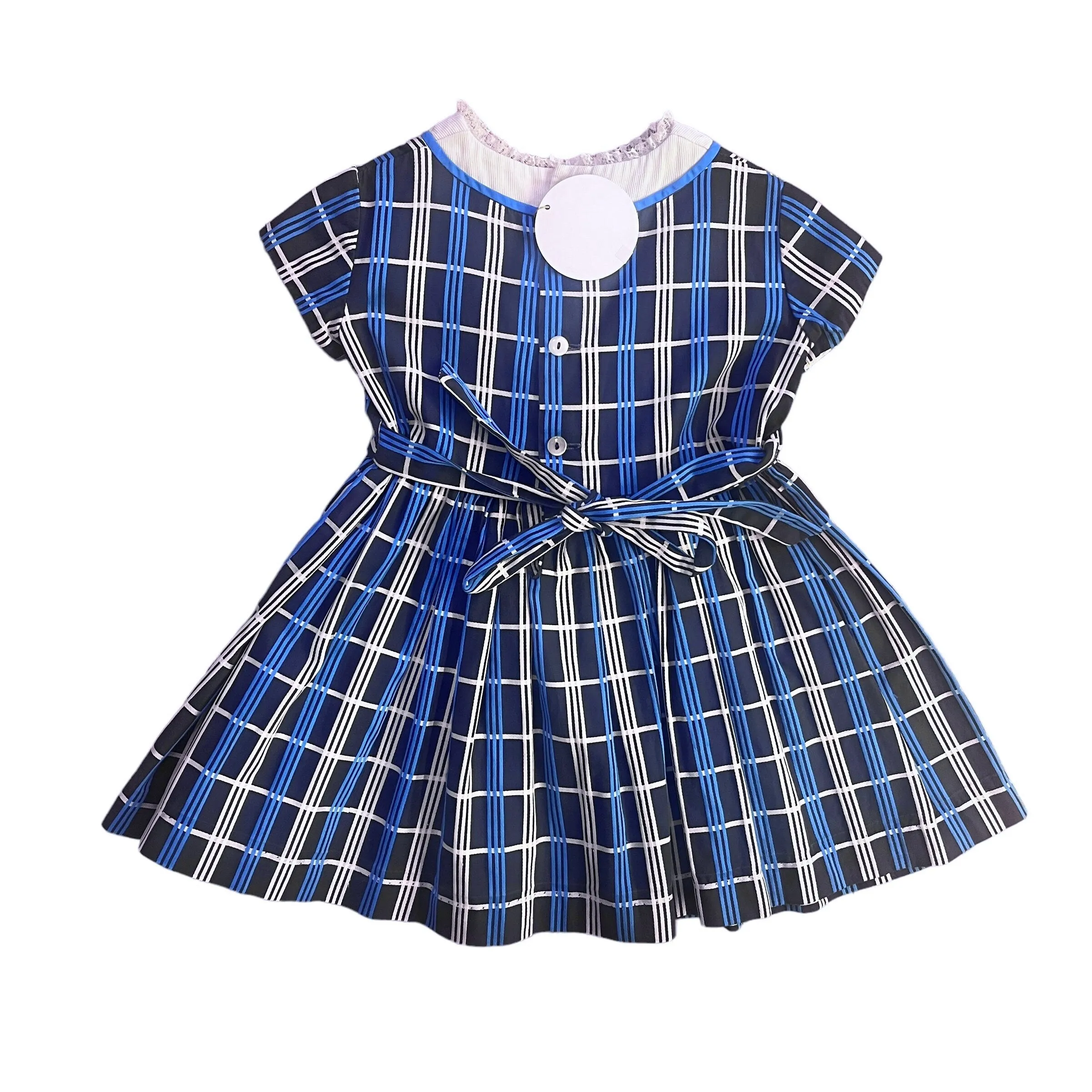 1960's Blue Checkered  Dress  / 18-24 Months