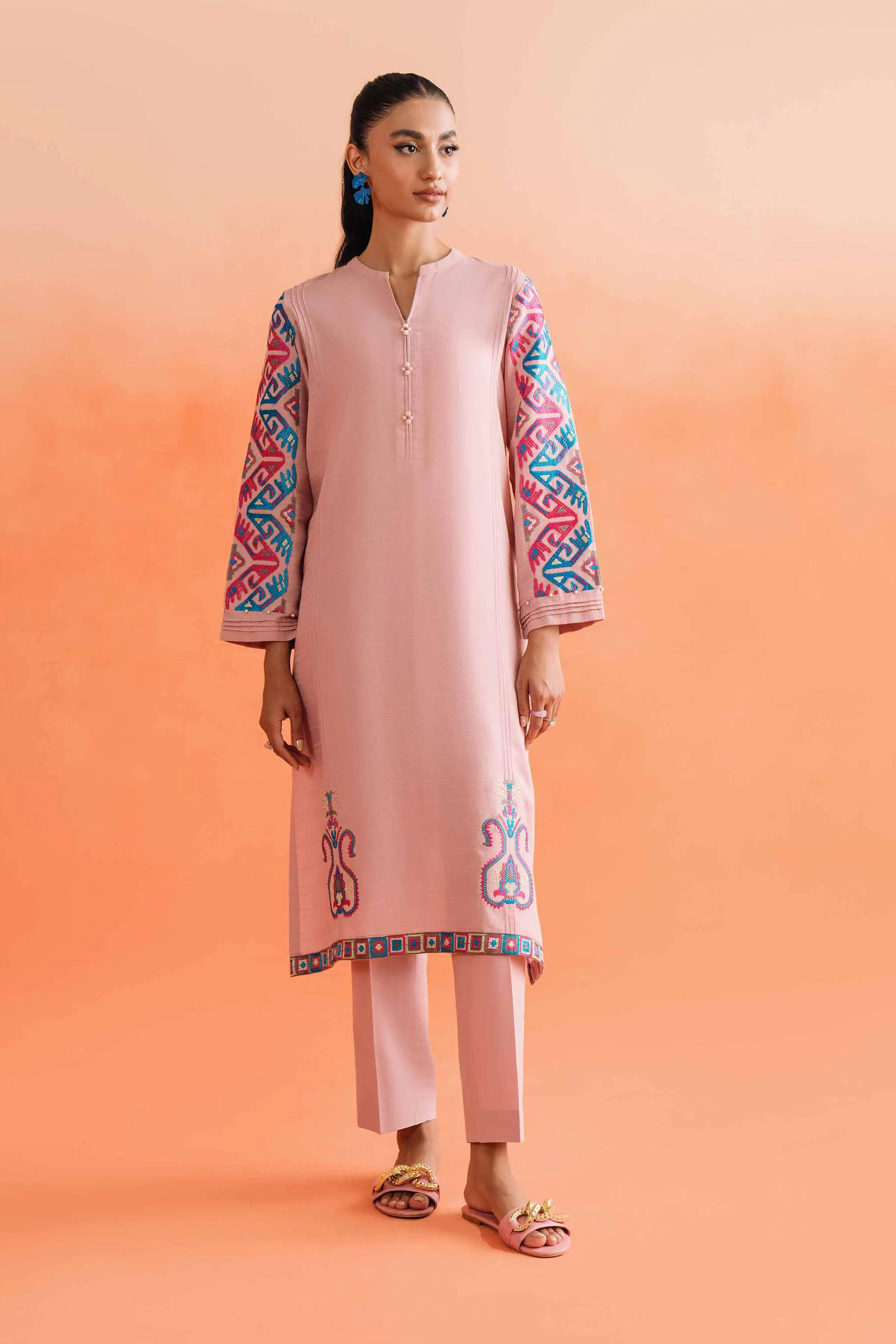 2 Piece - Dyed Embroidered Suit - 42401003