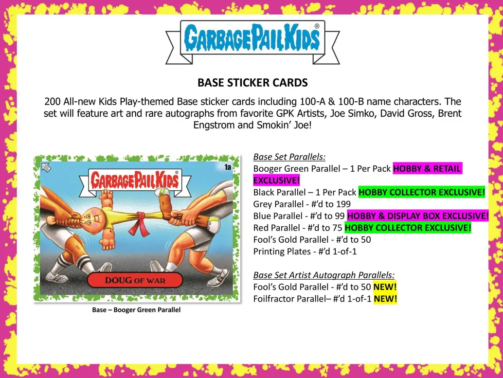 2024 Topps Garbage Pail Kids Series 1: Kids-At-Play Hobby Box 24 Packs per Box, 8 Cards per Pack