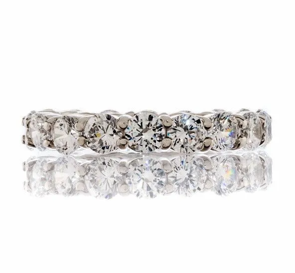 3 Carat Classic Round Cut Cubic Zirconia Eternity Band In White Gold Plated Sterling Silver