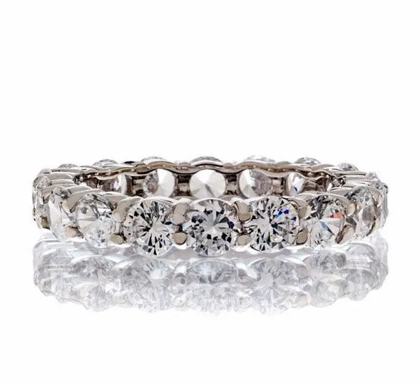 3 Carat Classic Round Cut Cubic Zirconia Eternity Band In White Gold Plated Sterling Silver