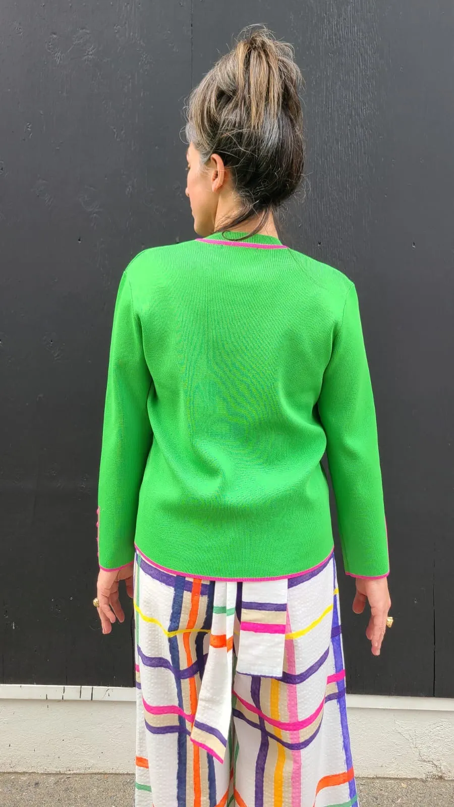 30900 Green/Pink Knit Cardigan