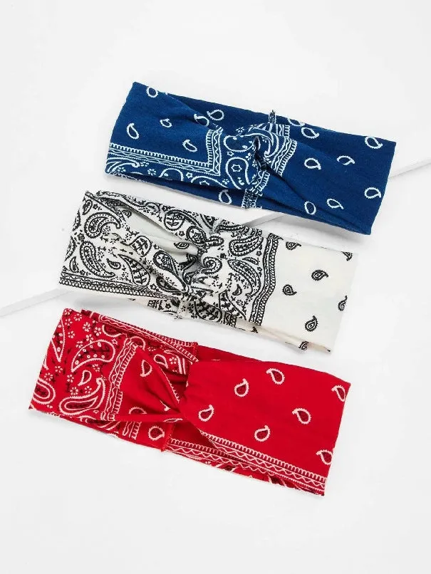 3pc Paisley Print Headband