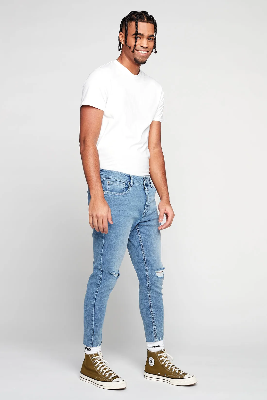 5 Pocket Cropped Slim Fit Jeans - Vintage Bleach