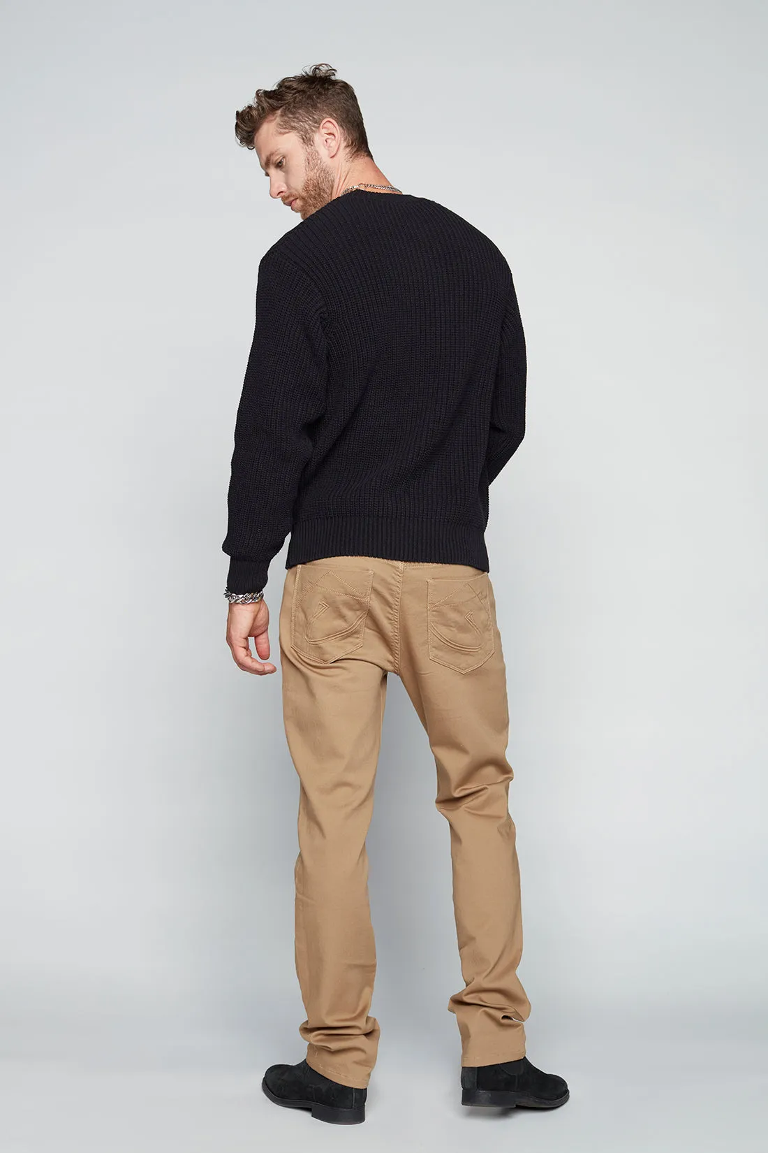 5 Pocket Straight Fit French Terry Pants - Beige