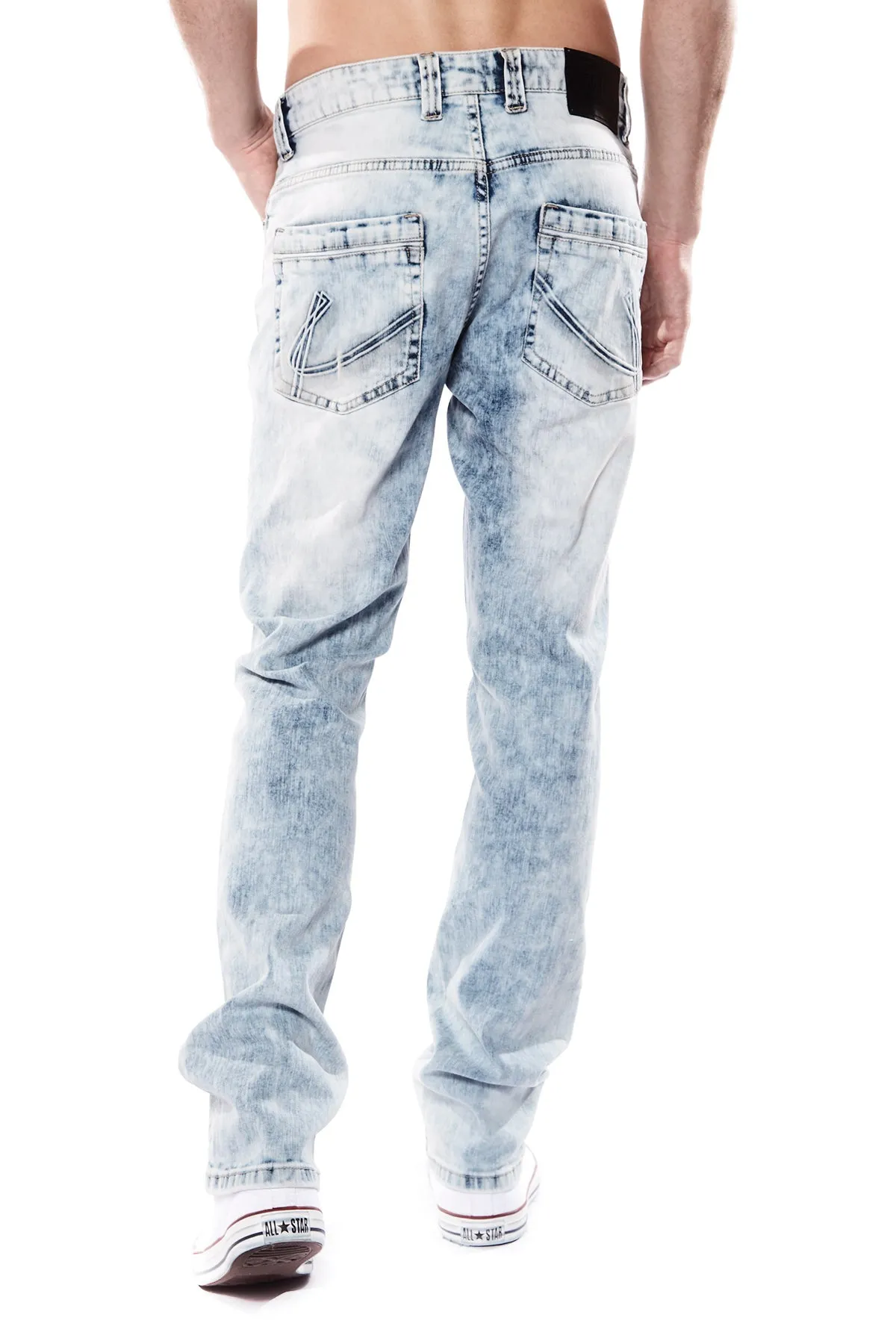 5 Pocket Straight Fit Jeans - Light Indigo Acid Wash