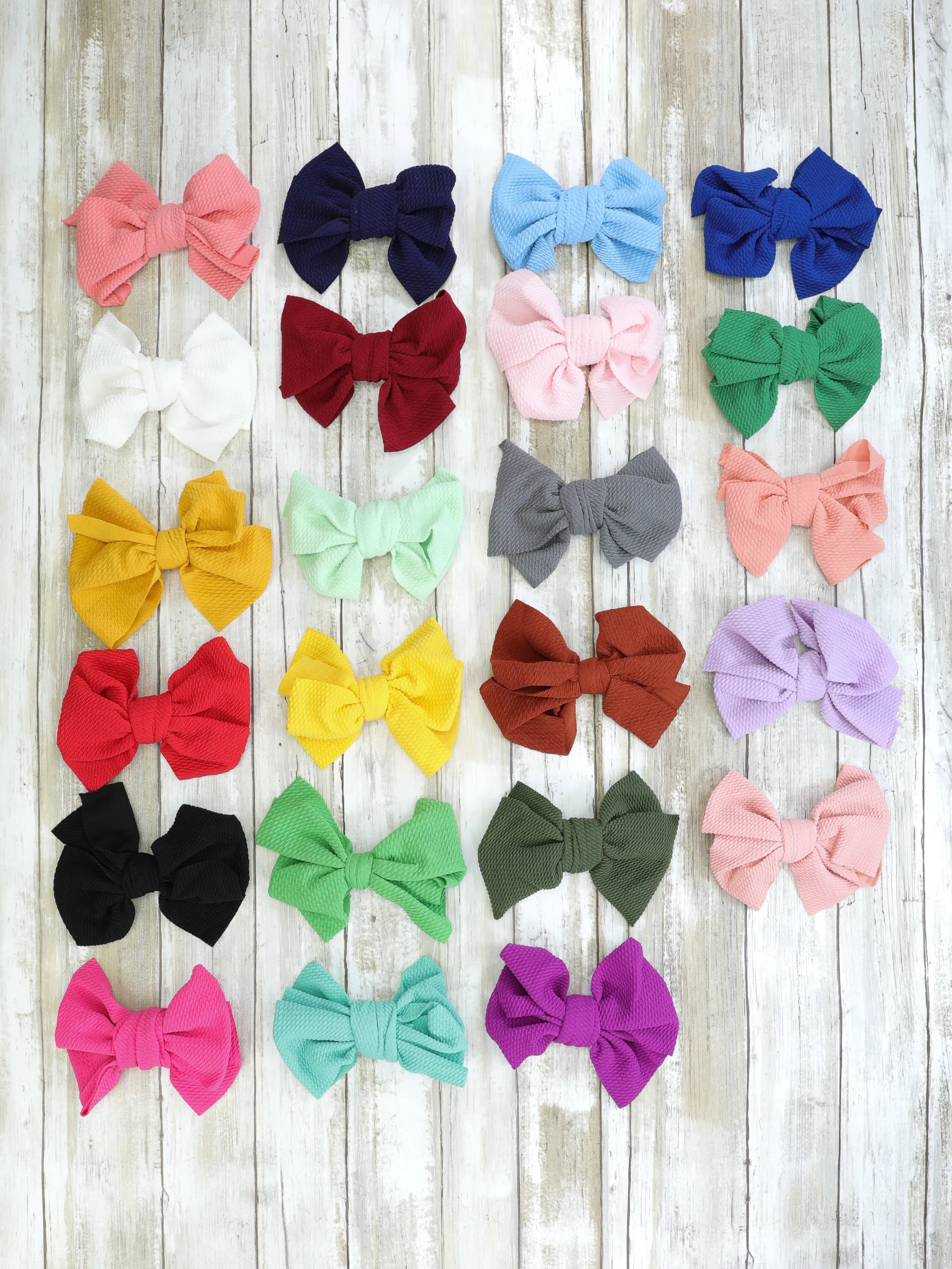 6 Inch Waffle Bow with Alligator Clip - 23 Colors Available