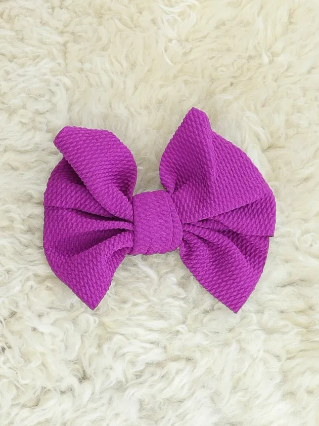 6 Inch Waffle Bow with Alligator Clip - 23 Colors Available