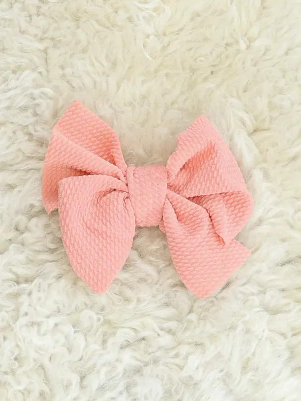 6 Inch Waffle Bow with Alligator Clip - 23 Colors Available