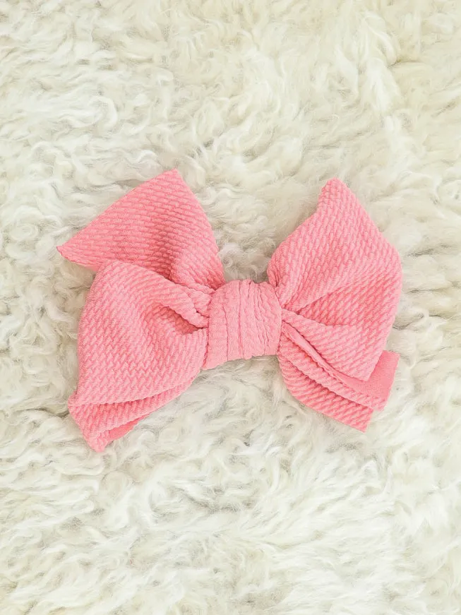 6 Inch Waffle Bow with Alligator Clip - 23 Colors Available