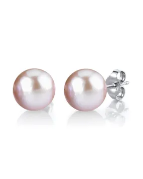 9-9.5mm Pink Freshwater Round Pearl Stud Earrings