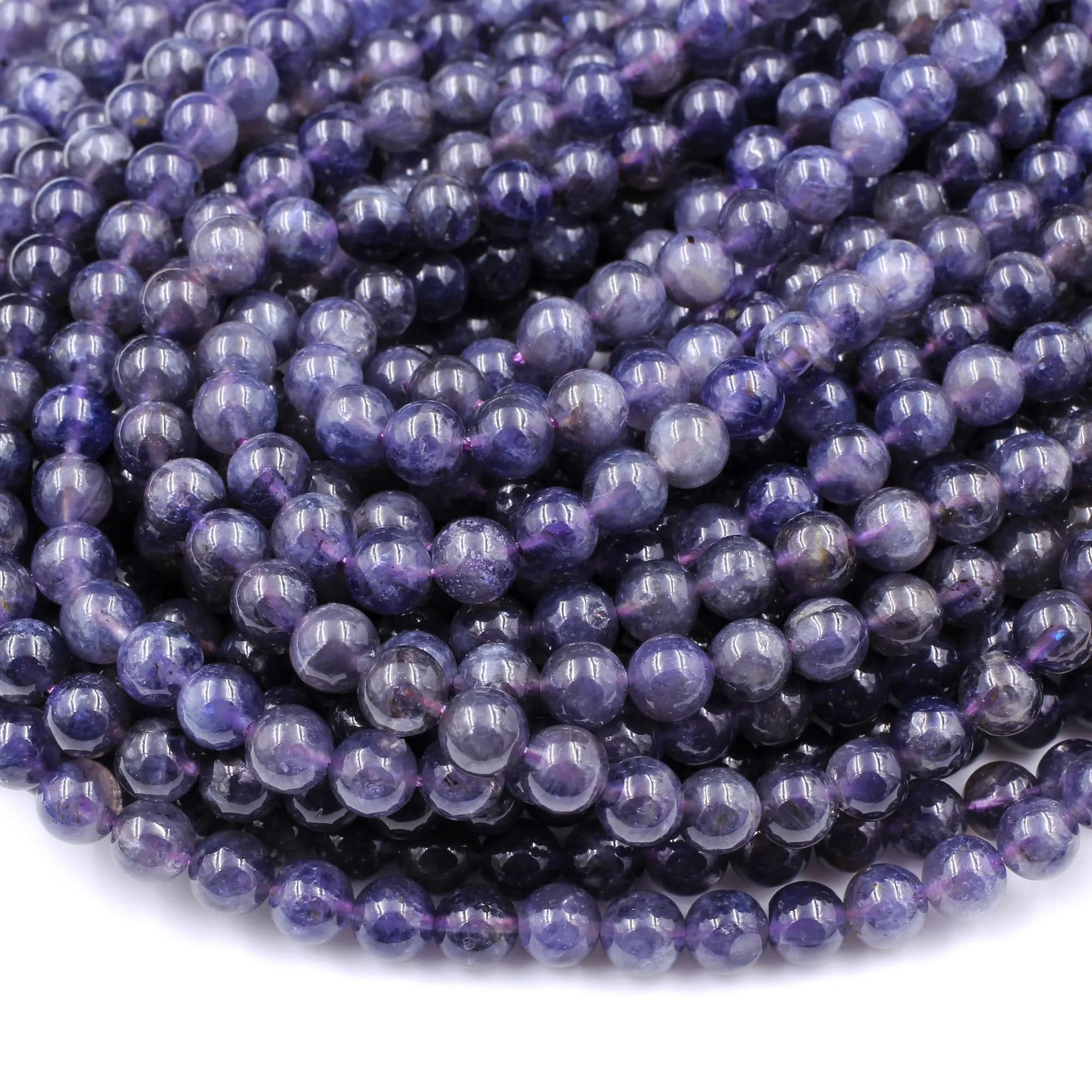 A Grade Natural Iolite 6mm Round Beads Genuine Real Purple Blue Iolite Gemstone Beads 16" Strand