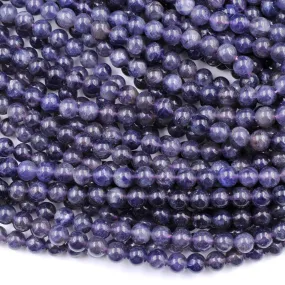 A Grade Natural Iolite 6mm Round Beads Genuine Real Purple Blue Iolite Gemstone Beads 16" Strand