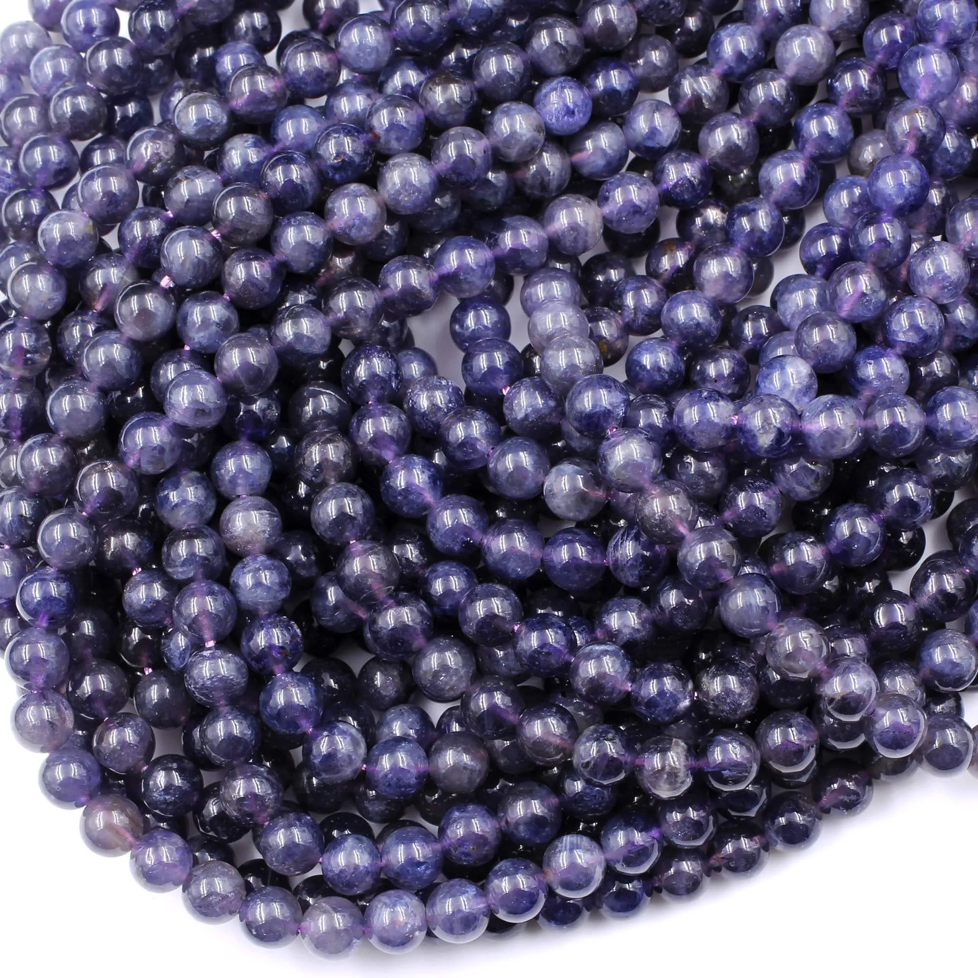 A Grade Natural Iolite 6mm Round Beads Genuine Real Purple Blue Iolite Gemstone Beads 16" Strand