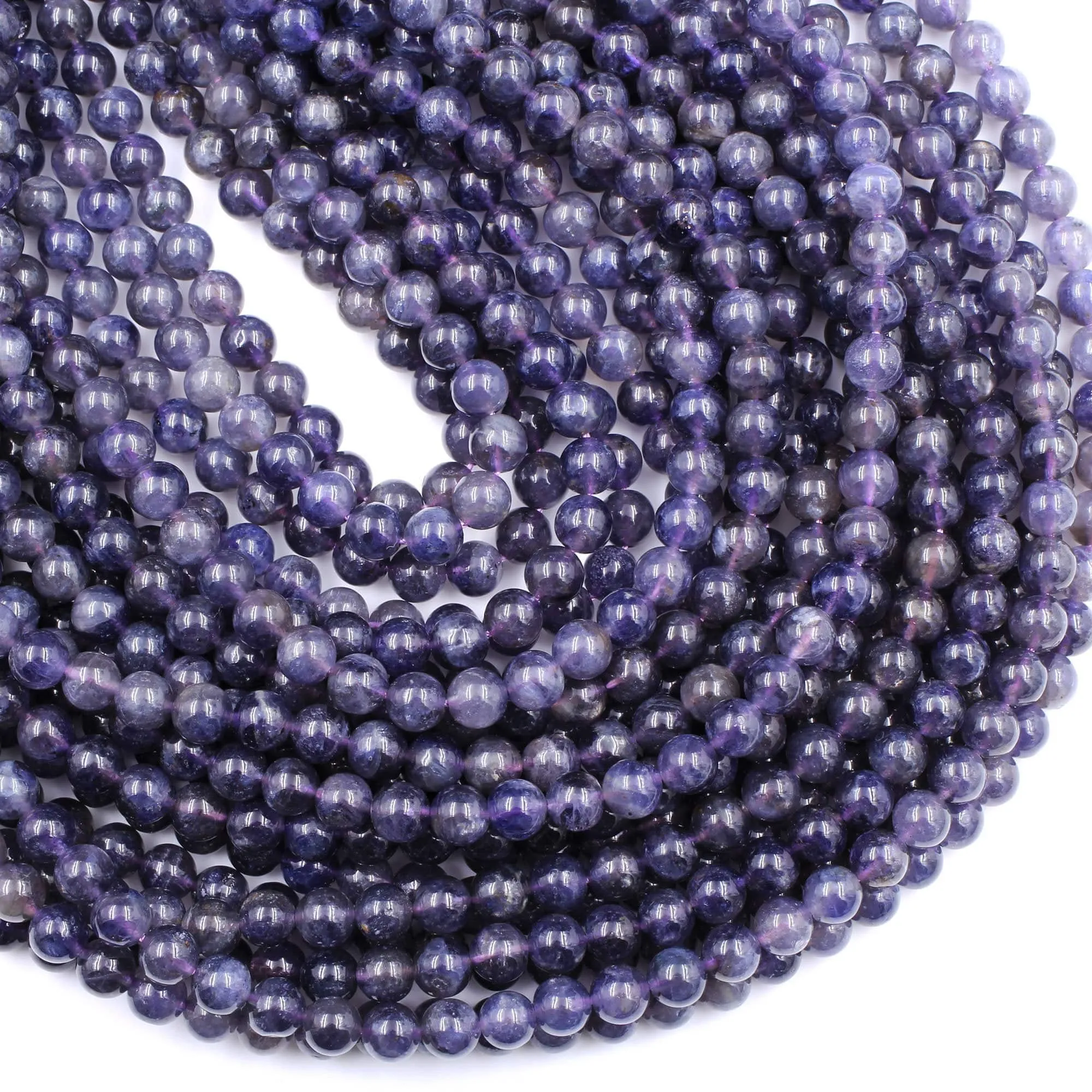 A Grade Natural Iolite 6mm Round Beads Genuine Real Purple Blue Iolite Gemstone Beads 16" Strand