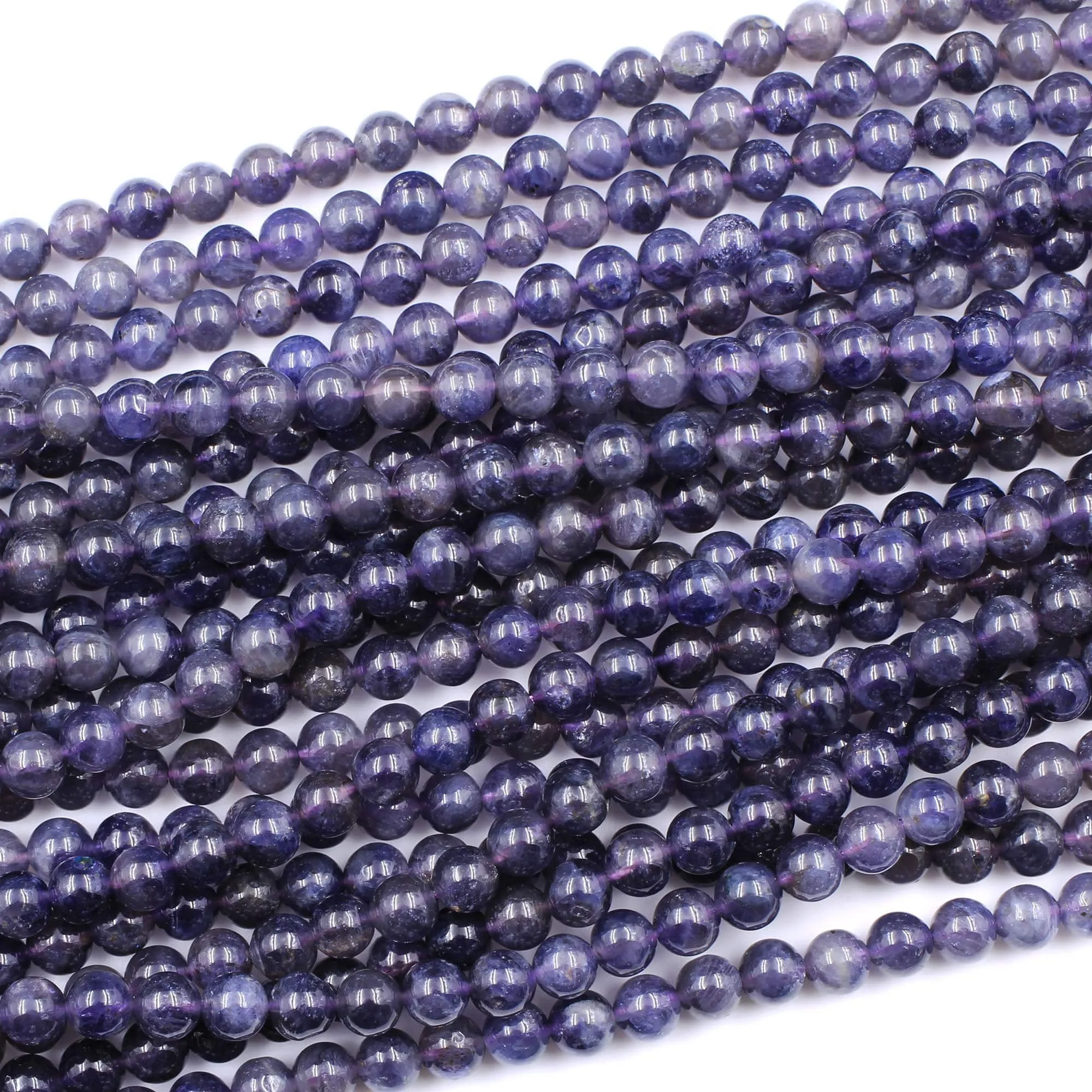 A Grade Natural Iolite 6mm Round Beads Genuine Real Purple Blue Iolite Gemstone Beads 16" Strand