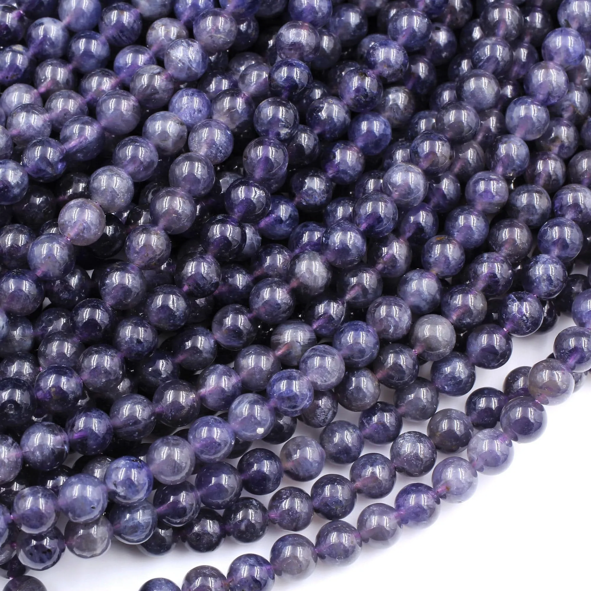 A Grade Natural Iolite 6mm Round Beads Genuine Real Purple Blue Iolite Gemstone Beads 16" Strand