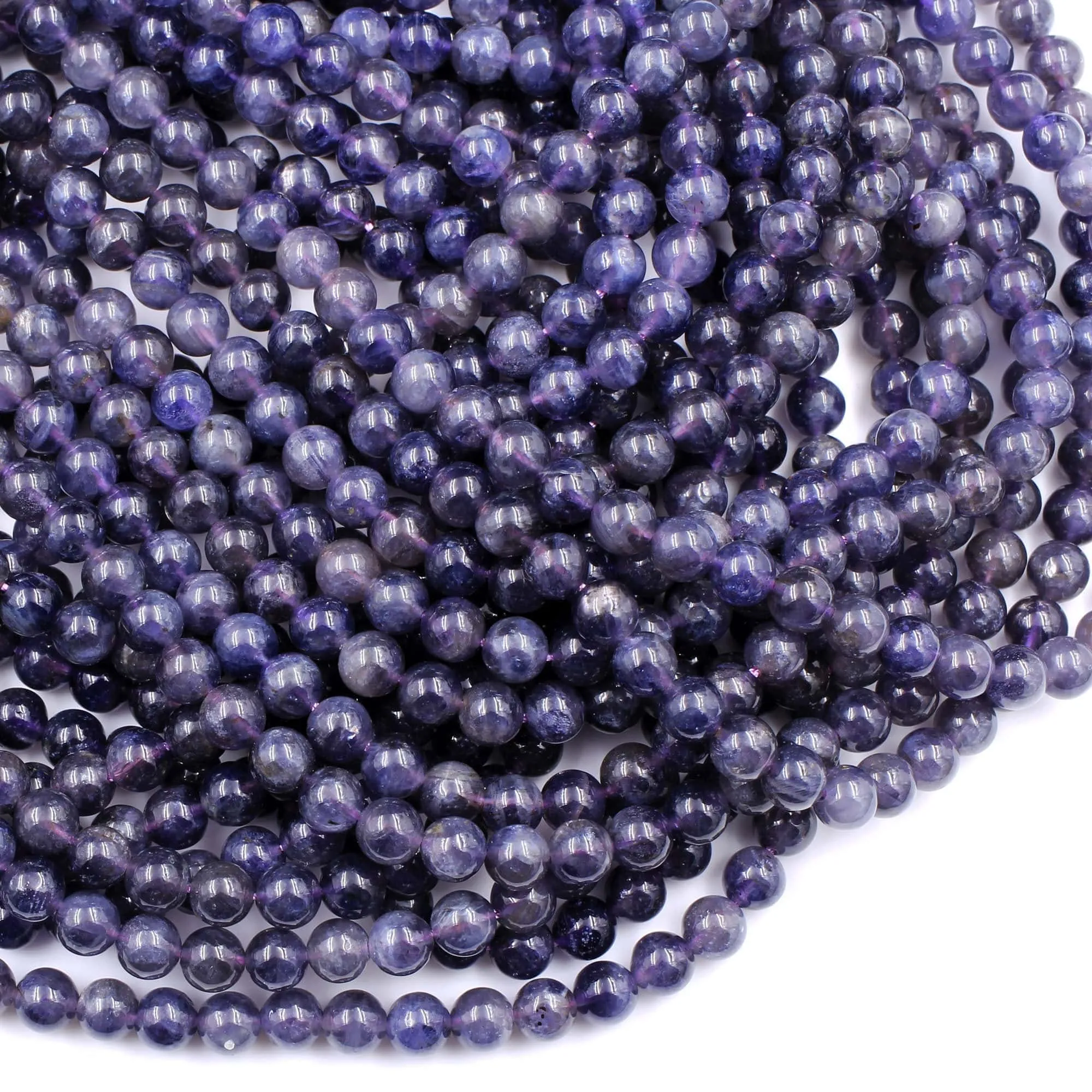 A Grade Natural Iolite 6mm Round Beads Genuine Real Purple Blue Iolite Gemstone Beads 16" Strand