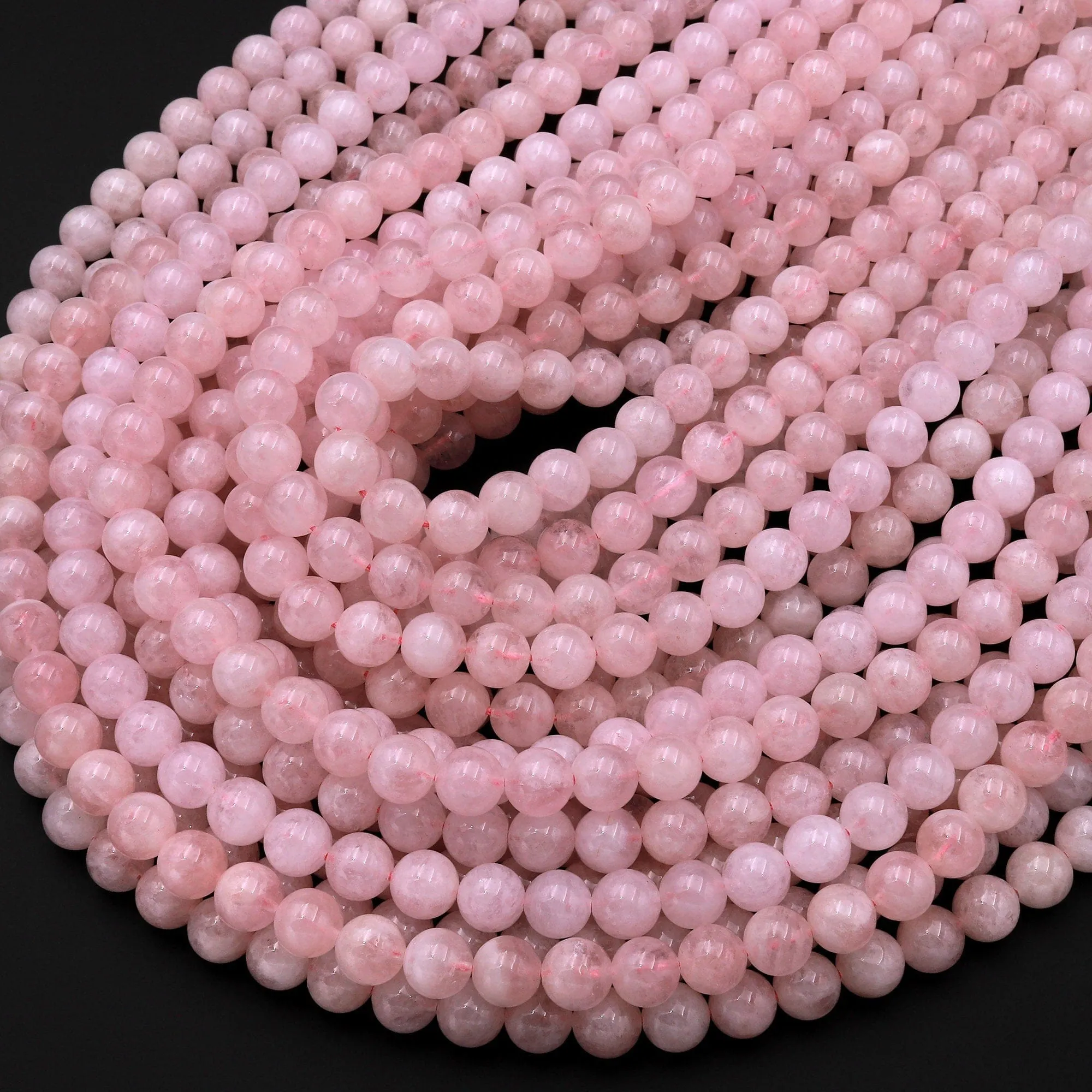 AA Natural Morganite Beads Smooth 6mm 8mm 10mm Round Beads Pink Beryl Aquamarine Gemstone 15.5" Strand