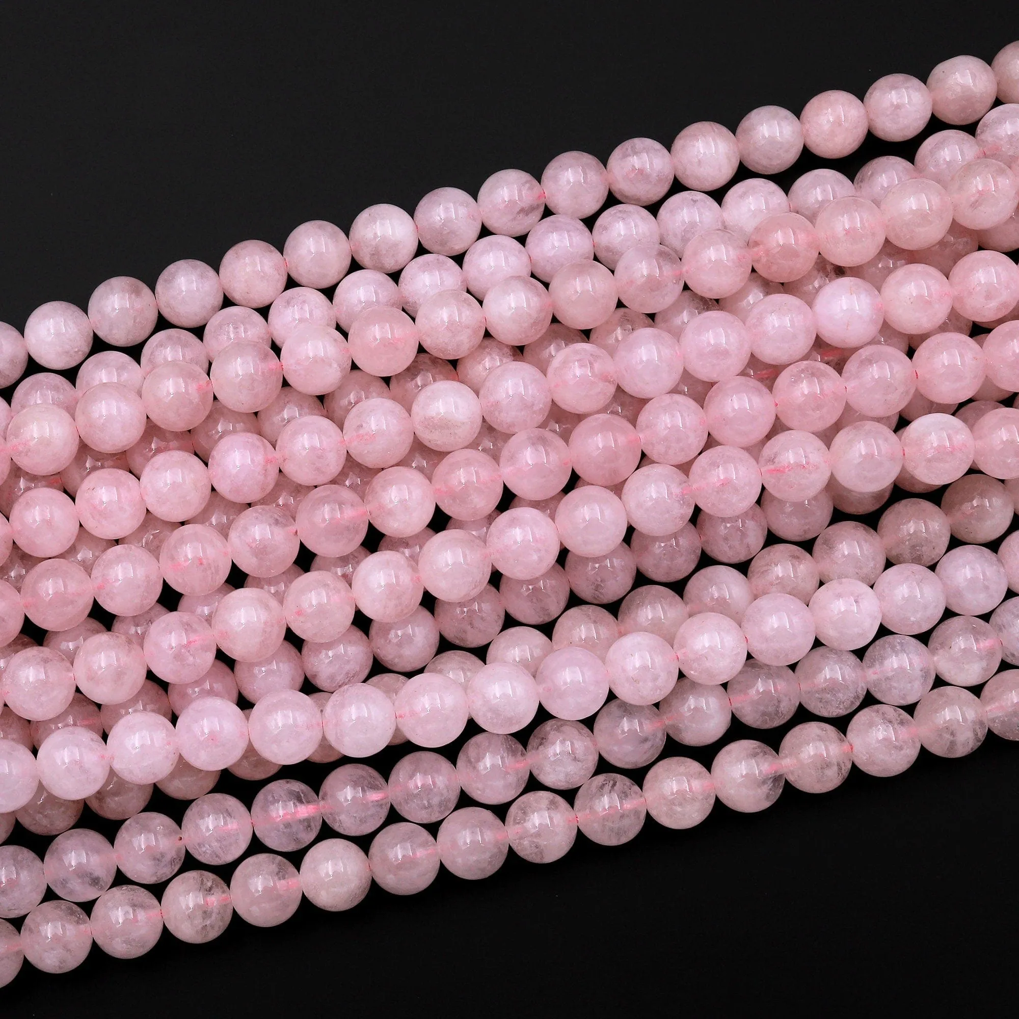 AA Natural Morganite Beads Smooth 6mm 8mm 10mm Round Beads Pink Beryl Aquamarine Gemstone 15.5" Strand