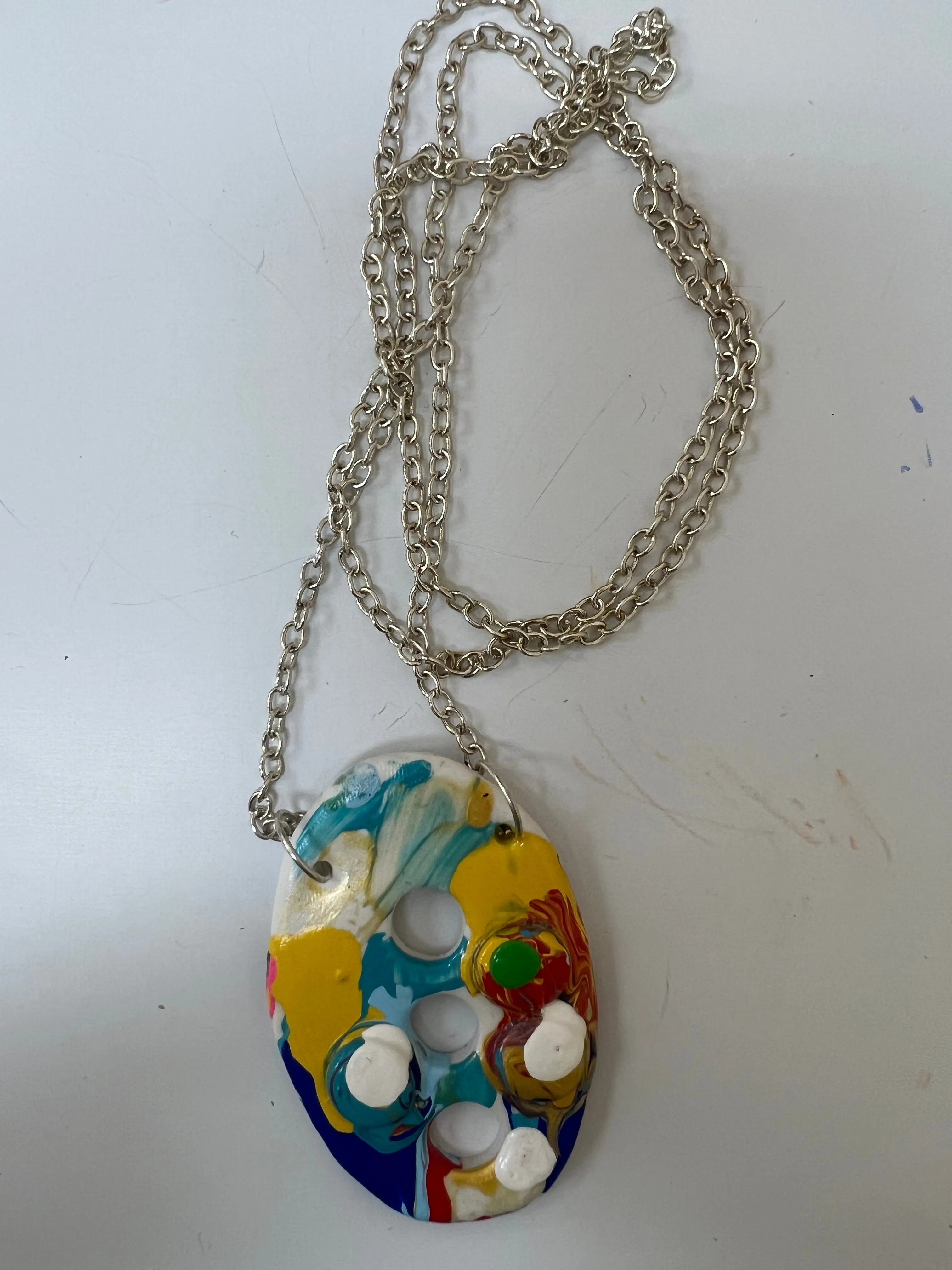 Abstract Necklaces - Blue & Yellow Oval