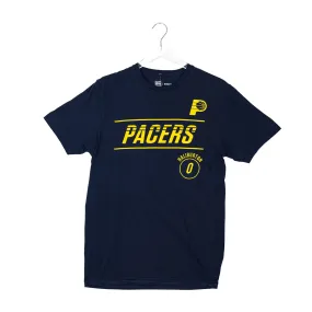 Adult Indiana Pacers #0 Tyrese Haliburton Rhythm Icon Name & Number T-shirt in Navy by Pacers Team Store