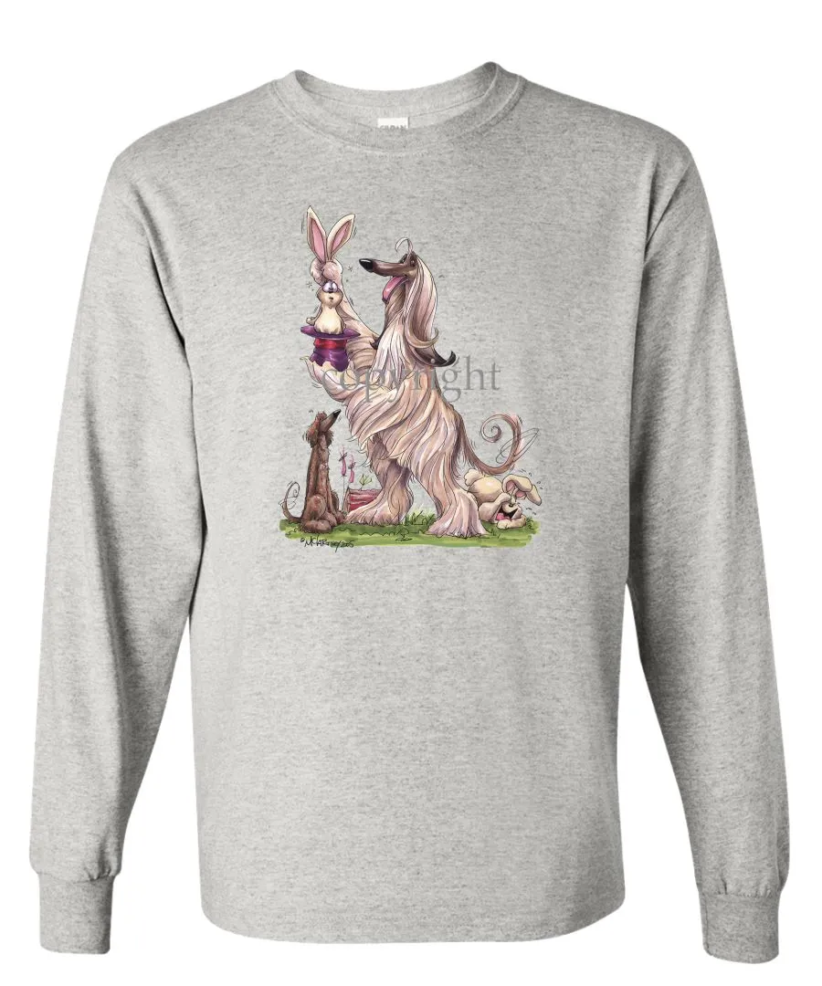 Afghan Hound - Pulling Rabbit Out Of Hat - Caricature - Long Sleeve T-Shirt