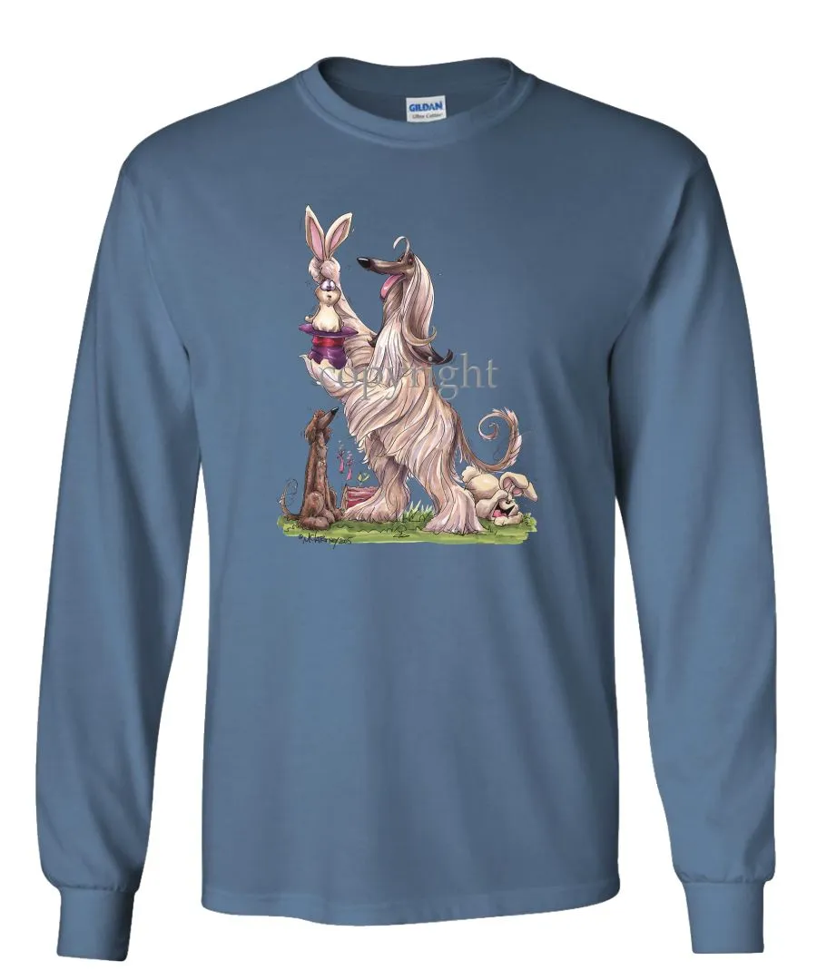 Afghan Hound - Pulling Rabbit Out Of Hat - Caricature - Long Sleeve T-Shirt