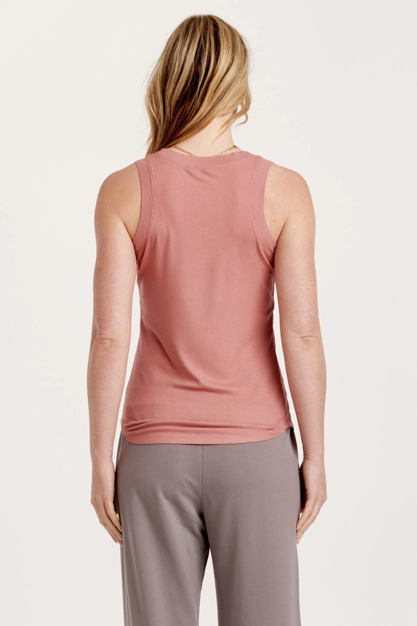 AL Cleo Ribbed Classic Tank- Mauve Blush