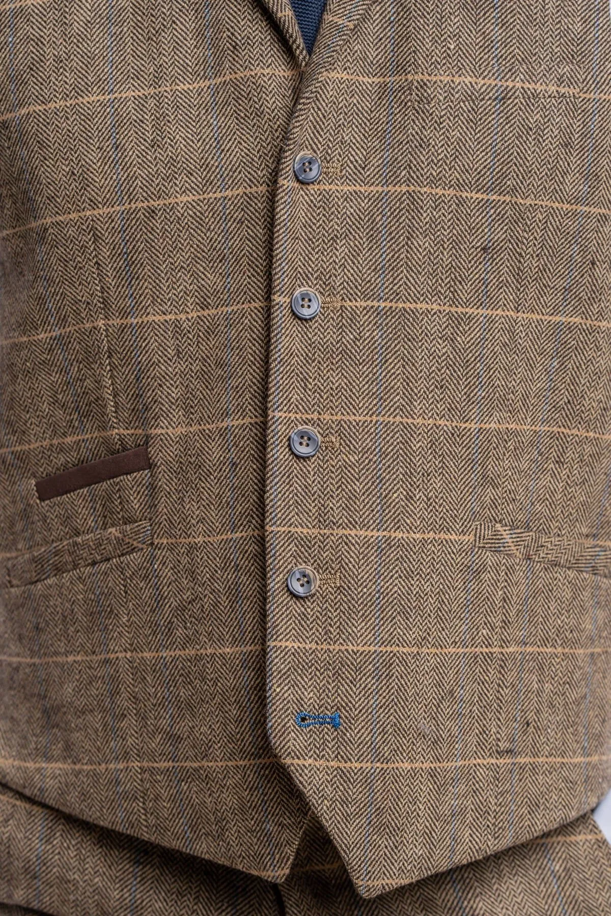 Albert Brown Tweed 3 Piece Wedding Suit