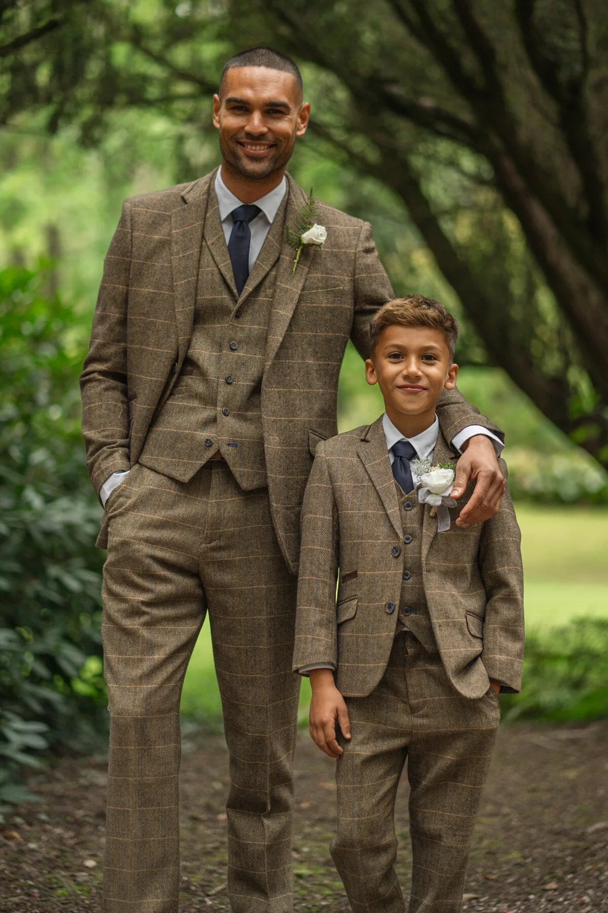 Albert Brown Tweed 3 Piece Wedding Suit