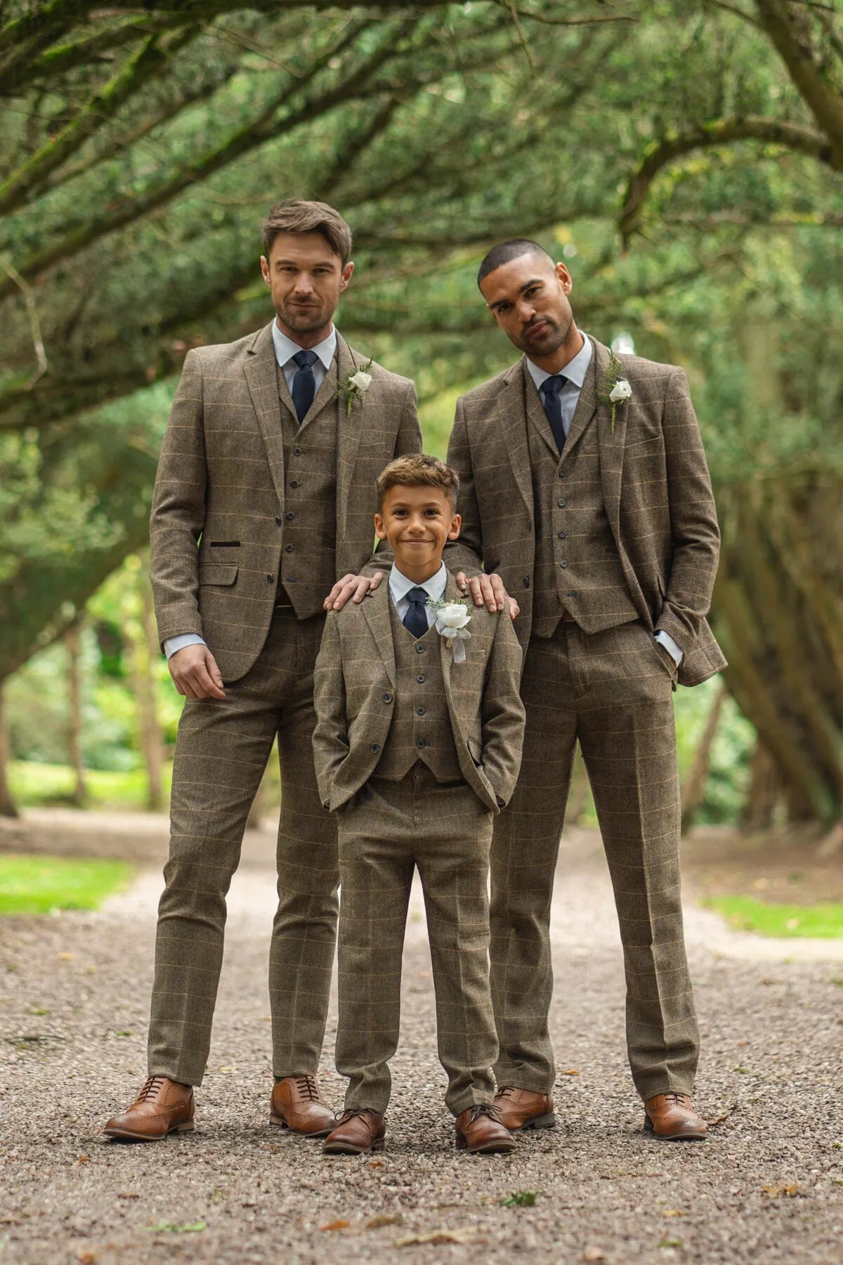 Albert Brown Tweed 3 Piece Wedding Suit