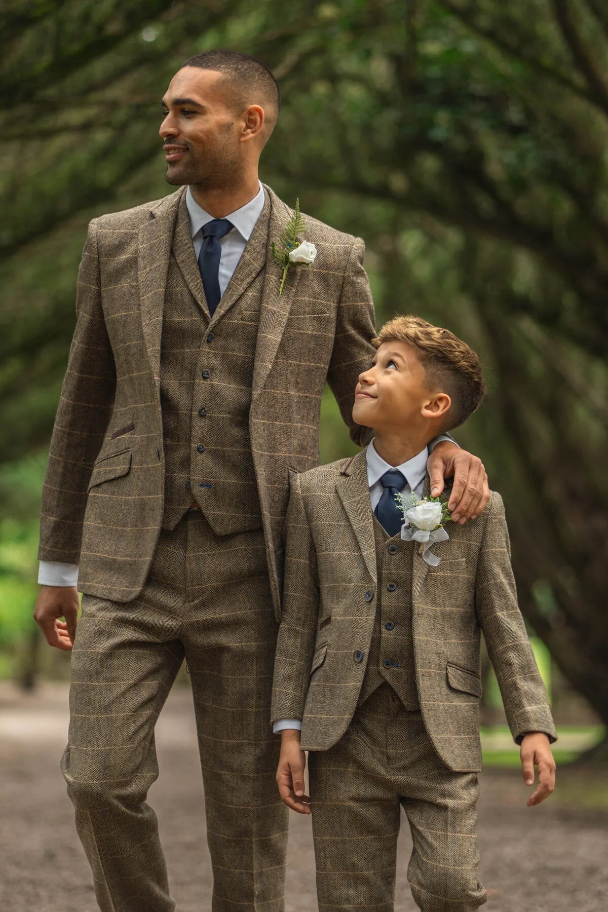 Albert Brown Tweed 3 Piece Wedding Suit