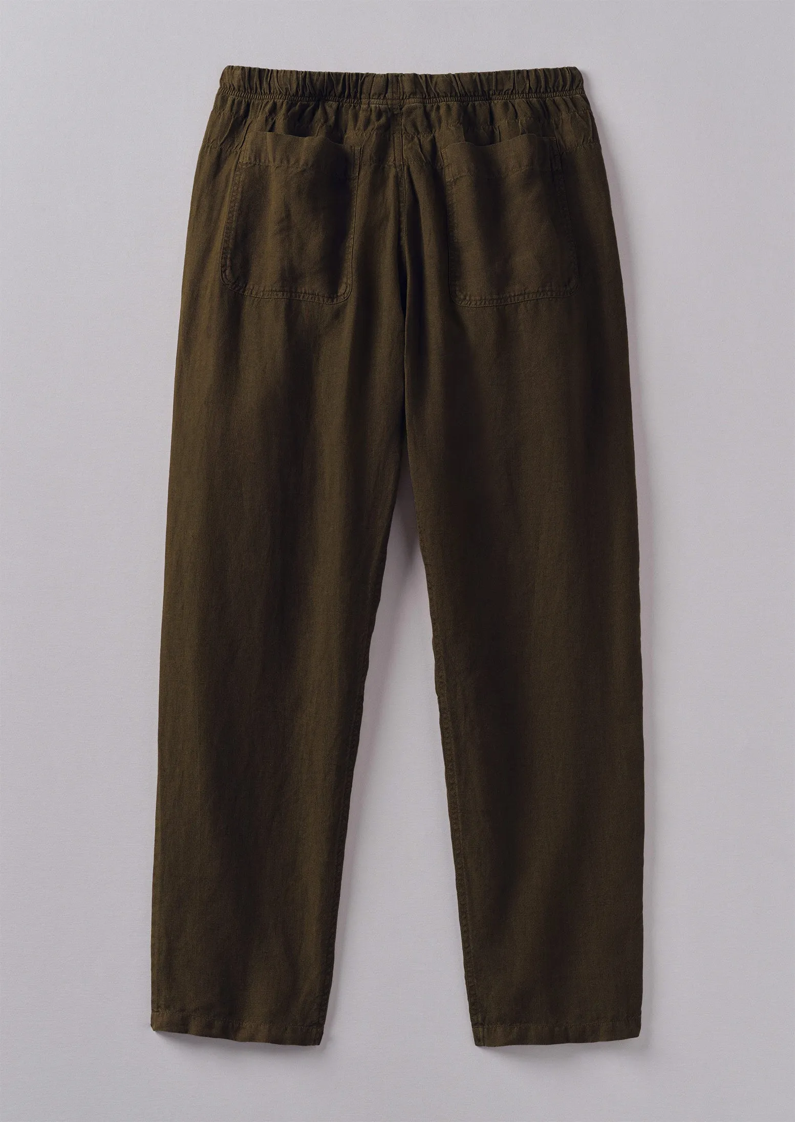 Alfie Garment Dyed Linen Trousers | Olive