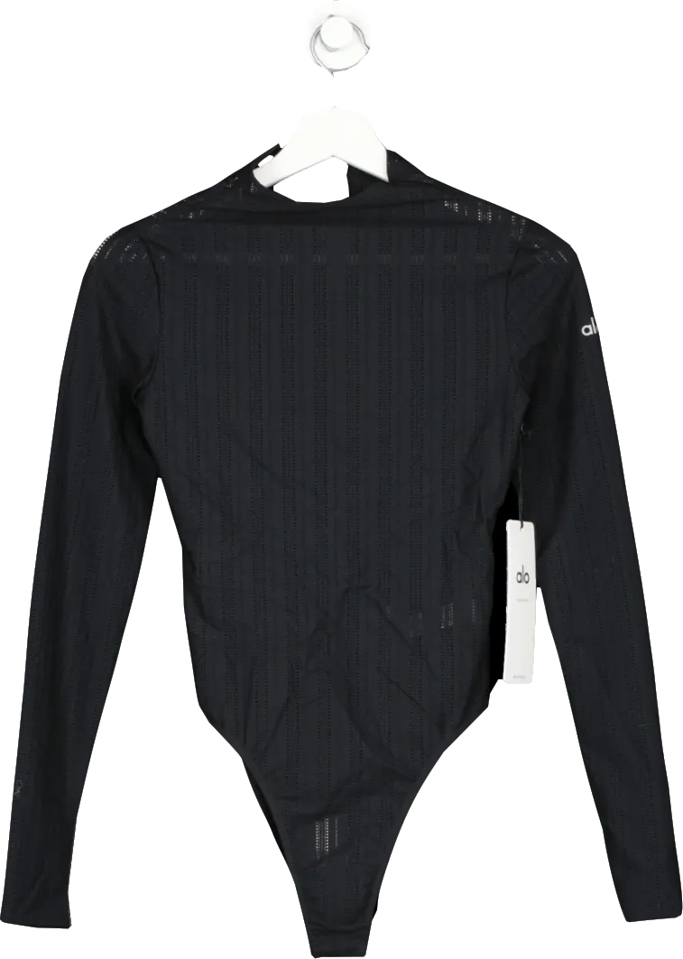 alo yoga Black Euphoria Long Sleeve Bodysuit UK XS