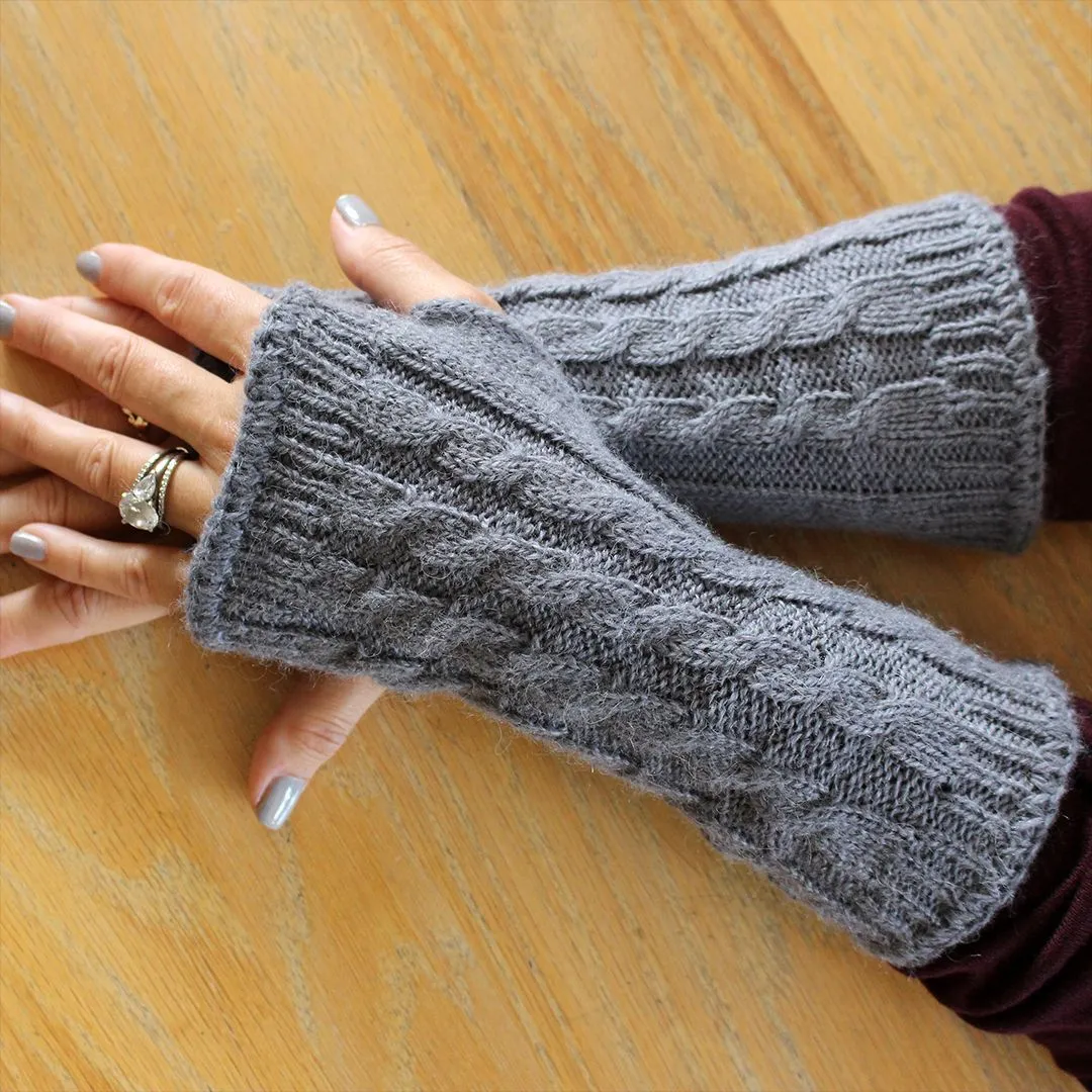 Alpaca Wrist Warmers Cabled