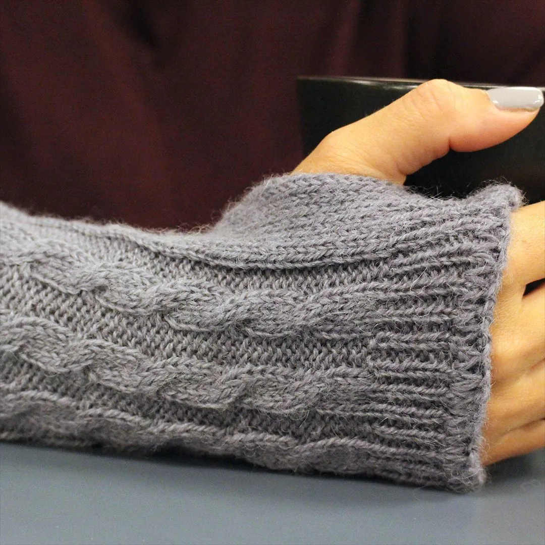 Alpaca Wrist Warmers Cabled