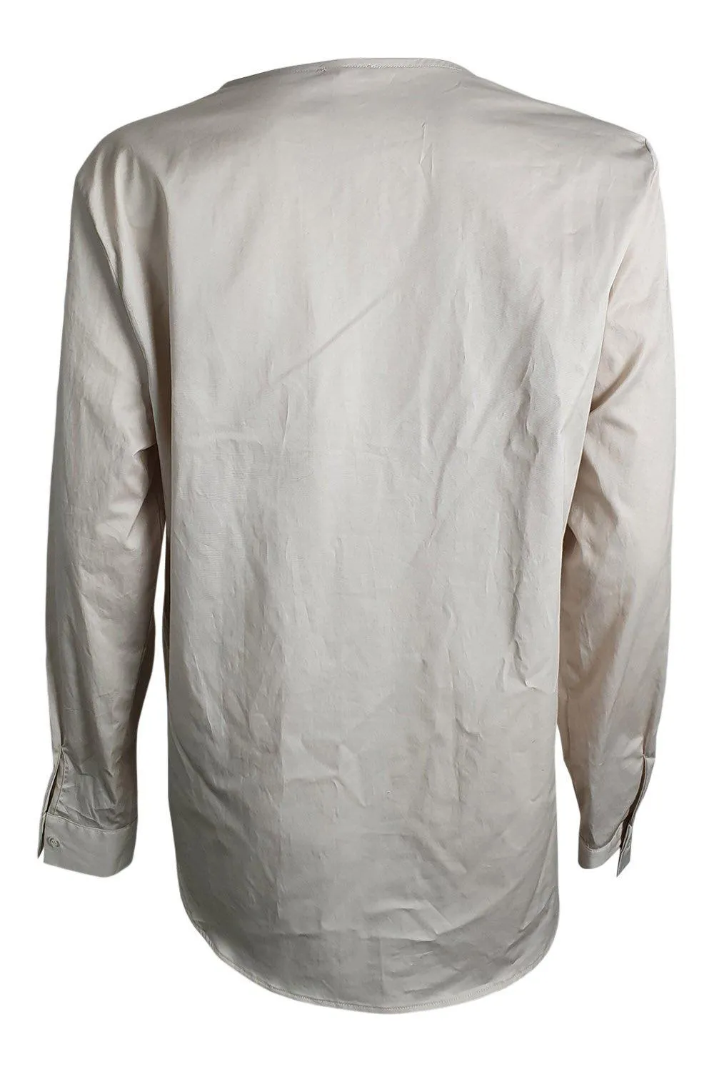 ALTEA Taupe Cotton Bib Front Long Sleeved Shirt (IT 44)