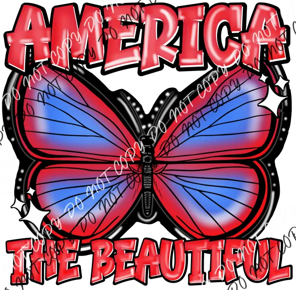 America the Beautiful Butterfly DTF Transfer