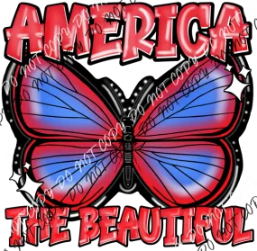 America the Beautiful Butterfly DTF Transfer