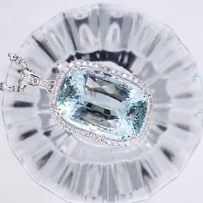 Aquamarine Pendant with Diamonds